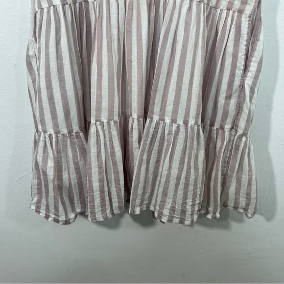 Oliphant Roll Sleeve Dress Stone Gray Stripe Print Size Large - Picture 10 of 16